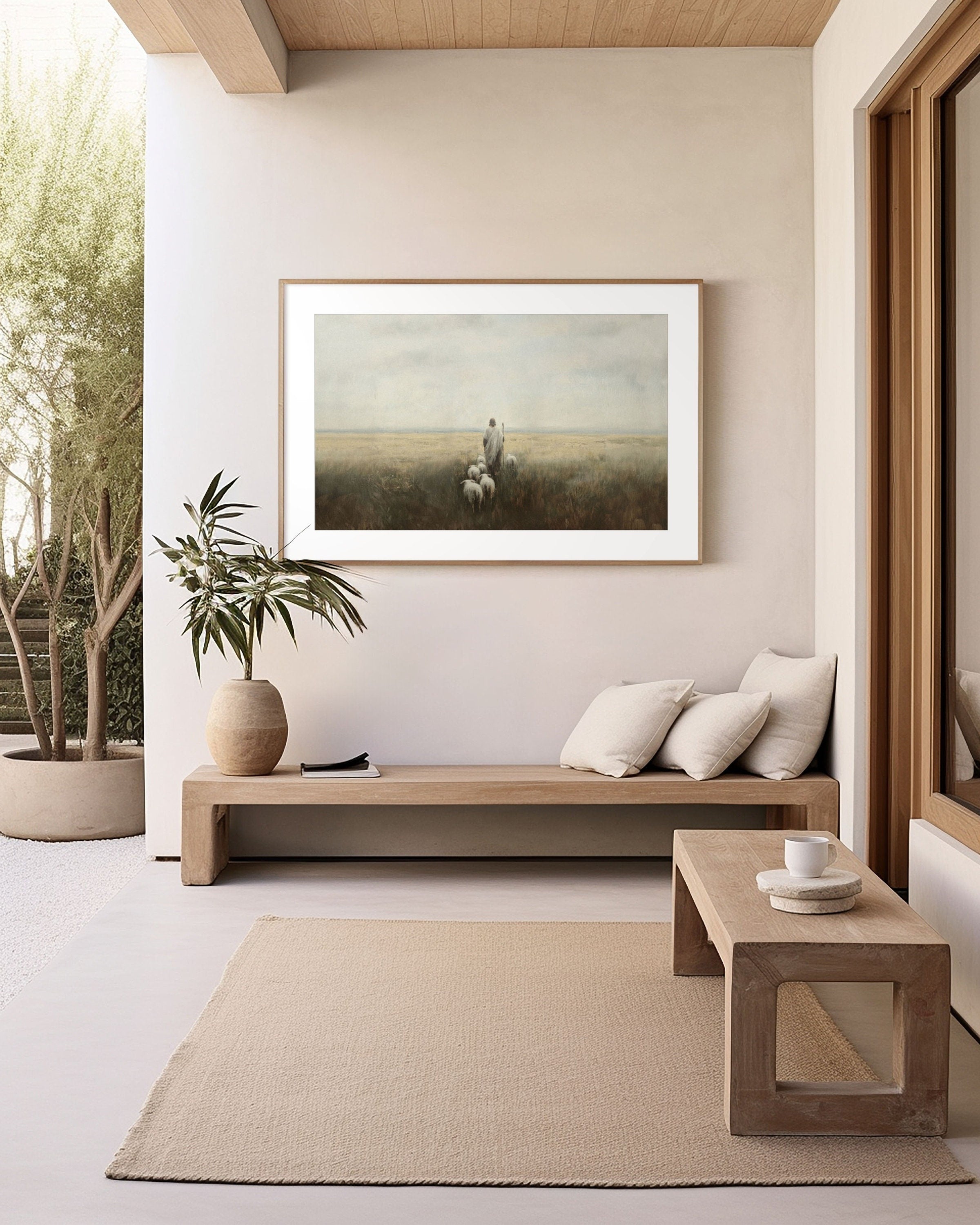 Return to the Fold - Jesus Christ Poster, Bible Art Poster, Wall Art, Christian Wall Art, Religious, Minimalist, Sheep, Shepherd